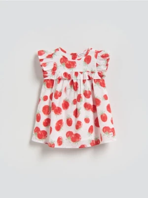 Reserved - Bawełniana sukienka we wzór - wielobarwny