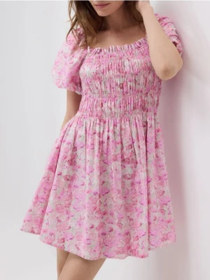 Zdjęcie produktu Reserved - Bawełniana sukienka z bufkami - wielobarwny