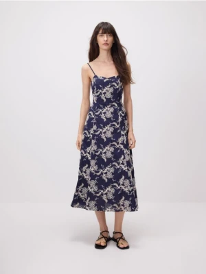 Reserved - Bawełniana sukienka z haftem - wielobarwny