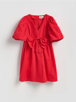 Reserved - Bawełniana sukienka z kokardą - czerwony
