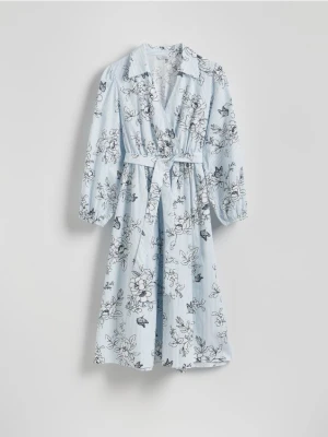 Reserved - Bawełniana sukienka z wiązaniem - wielobarwny