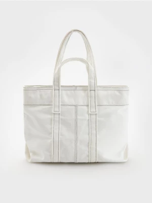 Reserved - Bawełniana torebka shopper - biały