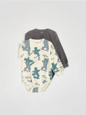 Reserved - Bawełniane body 2 pack - ciemnobrązowy