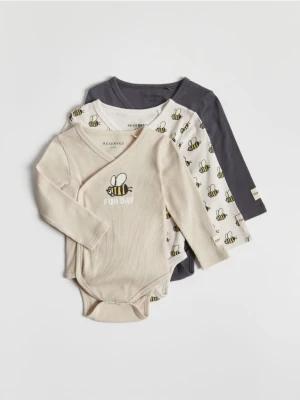 Reserved - Bawełniane body 3 pack - kremowy