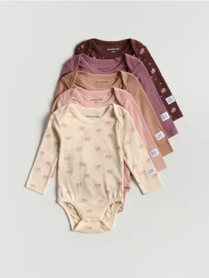 Reserved - Bawełniane body 5 pack - jasnofioletowy