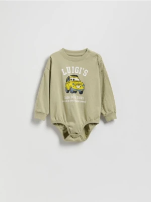 Reserved - Bawełniane body Auta - zielony