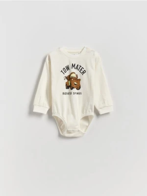 Reserved - Bawełniane body Auta - złamana biel