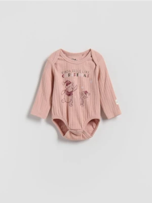 Reserved - Bawełniane body Kubuś Puchatek - brudny róż