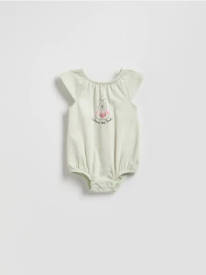 Reserved - Bawełniane body Kubuś Puchatek - jasnozielony