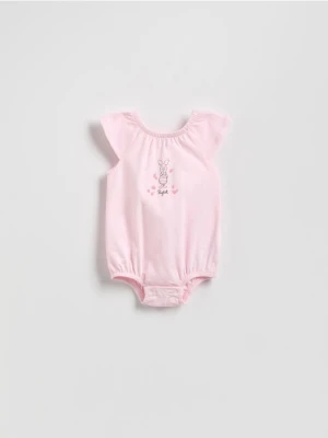 Reserved - Bawełniane body Kubuś Puchatek - pastelowy róż