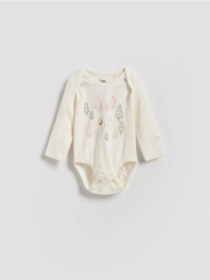 Reserved - Bawełniane body Kubuś Puchatek - złamana biel