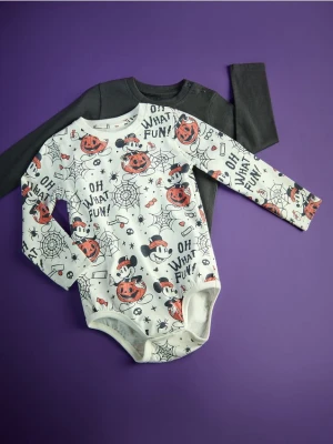 Reserved - Bawełniane body Mickey Mouse 2 pack - złamana biel