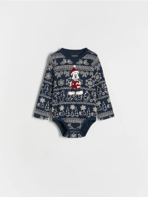 Reserved - Bawełniane body Mickey Mouse - granatowy