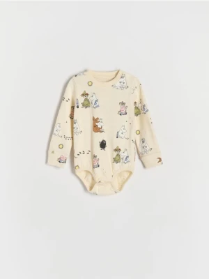 Reserved - Bawełniane body Muminki - złamana biel