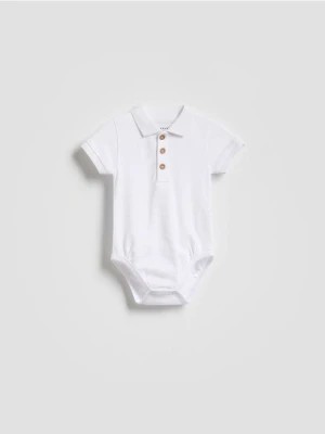 Reserved - Bawełniane body polo - biały