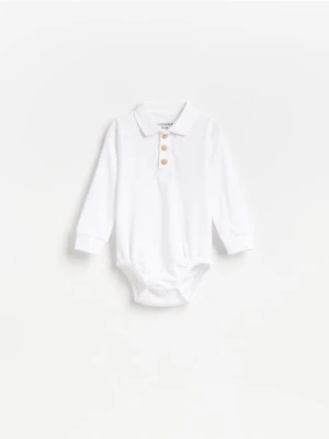 Reserved - Bawełniane body polo - biały