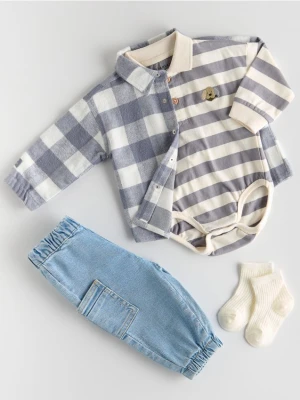 Reserved - Bawełniane body polo - fioletowy