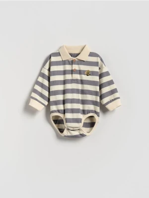 Reserved - Bawełniane body polo - fioletowy