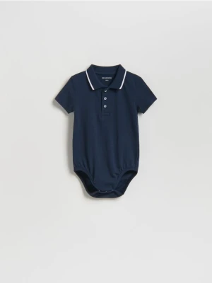 Reserved - Bawełniane body polo - granatowy