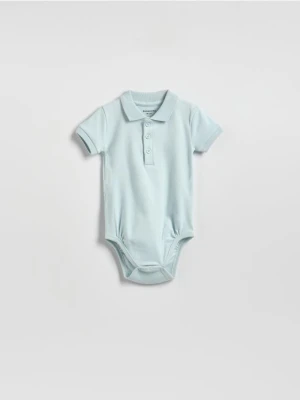 Reserved - Bawełniane body polo - jasnoniebieski