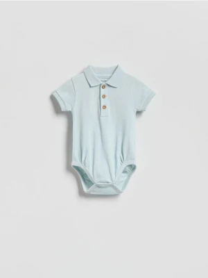 Reserved - Bawełniane body polo - jasnoniebieski