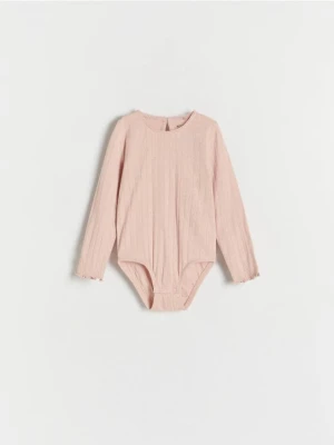 Reserved - Bawełniane body w prążek - brudny róż