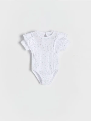 Reserved - Bawełniane body z falbanami - biały