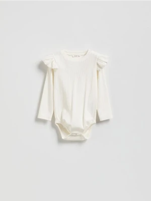Reserved - Bawełniane body z falbanką - złamana biel