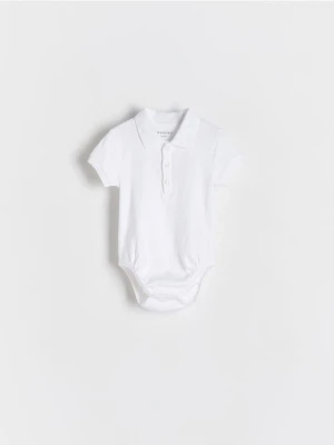 Reserved - Bawełniane body z kołnierzykiem - biały