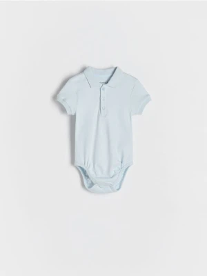 Reserved - Bawełniane body z kołnierzykiem - jasnoniebieski