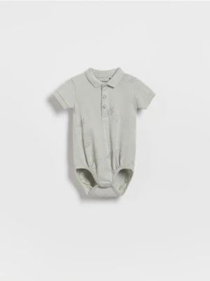 Reserved - Bawełniane body z kołnierzykiem - jasnozielony