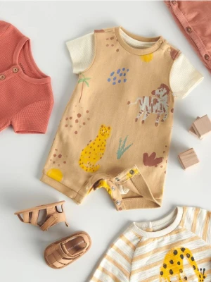 Reserved - Bawełniane body z nadrukiem - beżowy