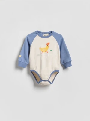 Reserved - Bawełniane body z nadrukiem - kremowy