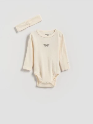 Reserved - Bawełniane body z opaską - złamana biel