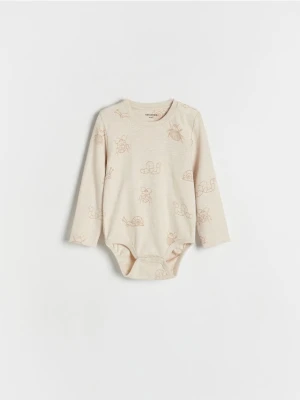 Reserved - Bawełniane body ze wzorem - złamana biel