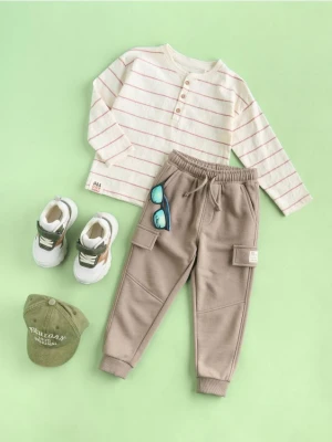 Reserved - Bawełniane joggery - brązowy