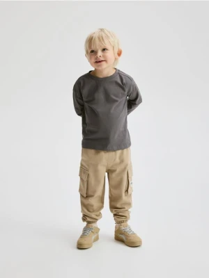 Reserved - Bawełniane joggery cargo - beżowy