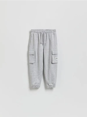 Reserved - Bawełniane joggery cargo - jasnoszary
