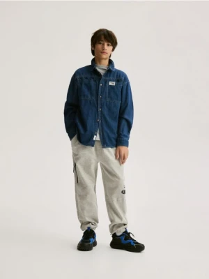 Reserved - Bawełniane joggery - jasnoszary