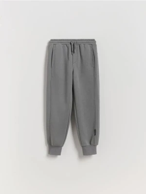Reserved - Bawełniane joggery z meszkiem - ciemnoszary