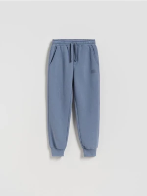 Reserved - Bawełniane joggery z meszkiem - granatowy