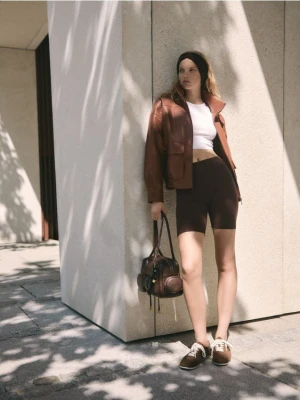 Reserved - Bawełniane kolarki - ciemnobrązowy