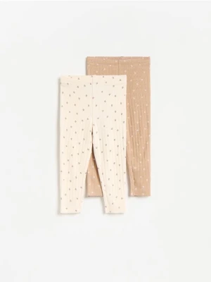 Reserved - Bawełniane legginsy 2 pack - złamana biel