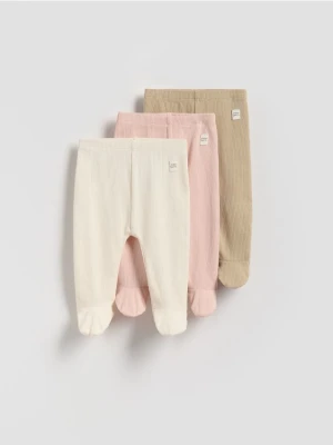 Reserved - Bawełniane legginsy 3 pack - beżowy