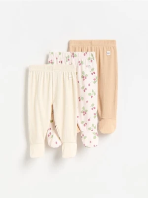Reserved - Bawełniane legginsy 3 pack - beżowy