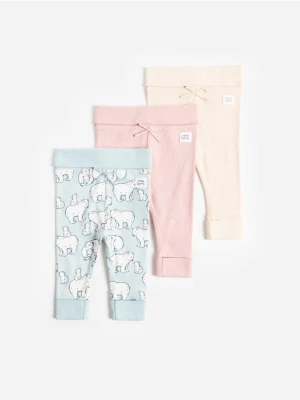 Reserved - Bawełniane legginsy 3 pack - kremowy