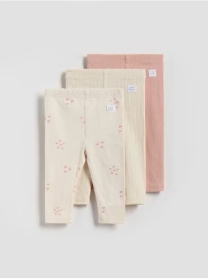 Reserved - Bawełniane legginsy 3 pack - złamana biel