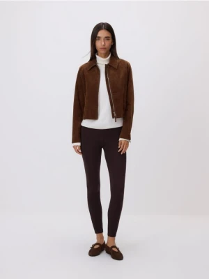 Reserved - Bawełniane legginsy - ciemnobrązowy