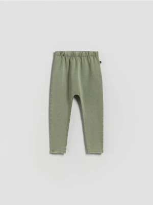 Reserved - Bawełniane legginsy - ciemnozielony