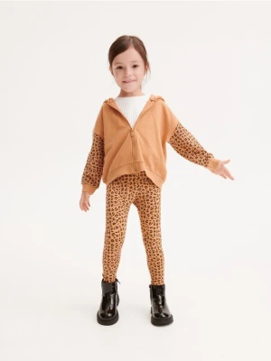 Reserved - Bawełniane legginsy w cętki - beżowy